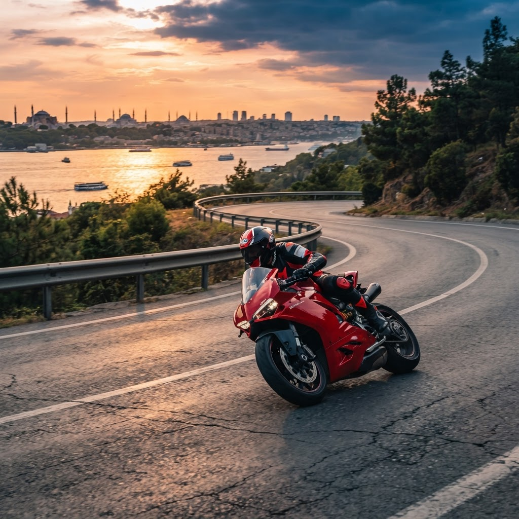 İstanbul'da motosiklet sürüşü